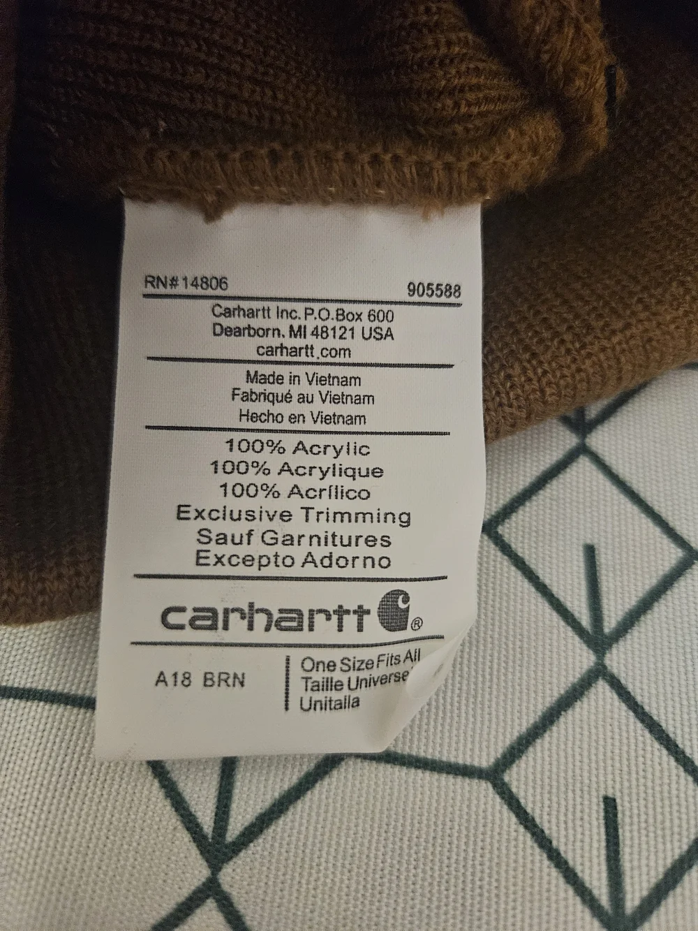 Carhartt Tan Knit Cuffed Beanie with Logo Patch